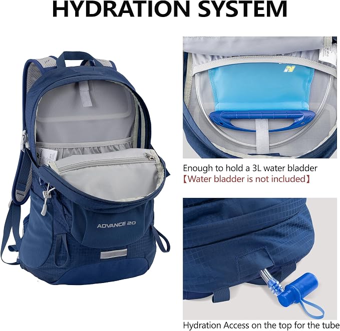 N NEVO RHINO 20L Hiking Internal Frame Backpack for Men Women, Small Travel Backpack Waterproof Backpack with Rain Cover