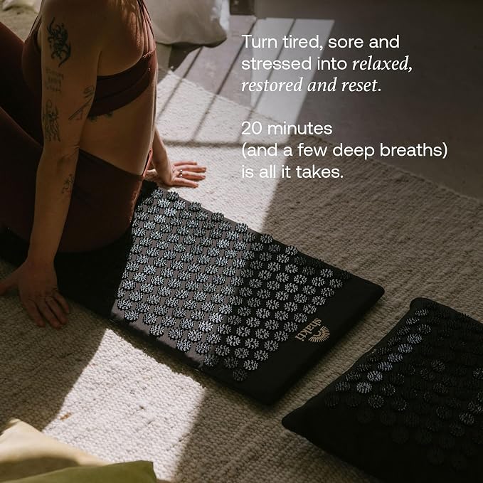 ShaktiMat Acupressure Mat for Relaxation, Massage Muscles, Aid Sleep & Unlock Inner Tension, Similar to Acupuncture, No Needles Required (Premium, Level 3, Shakti Black)