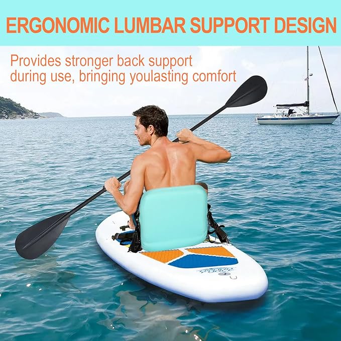 JAYEGT Inflatable Kayak Seat with Back Support,Paddle Board Accessories ，Foldable SUP Seat，Ergonomic Anti-Slip Design, high Load Capacity，Versatile Use for Kayak, Boat,SUP,Canoe,Fishing Boat-Green