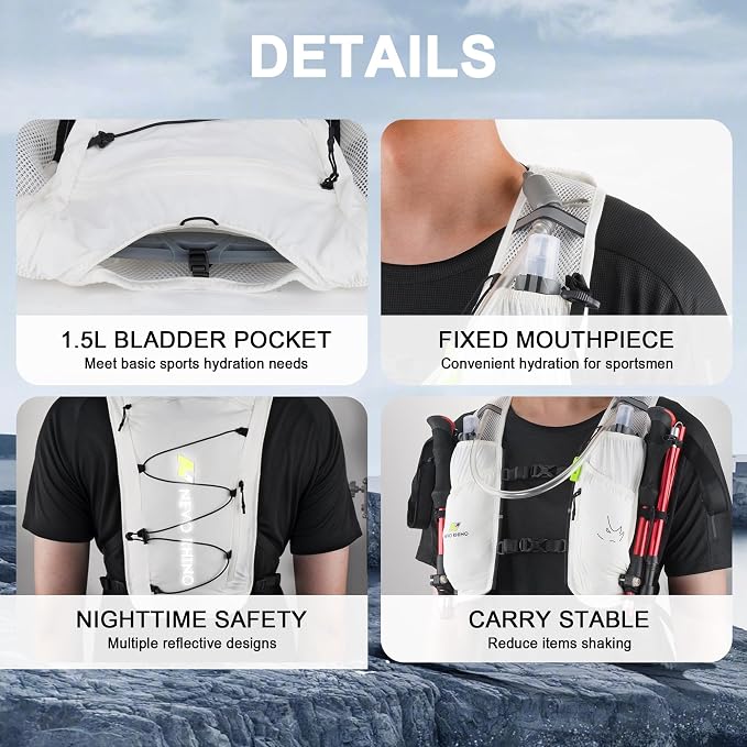 N NEVO RHINO 5.5L Running Vest for Women Men, Lightweight Hydration Vest with 1.5L Water Bladder, Breathable Water Backpack for Hiking Marathon Running