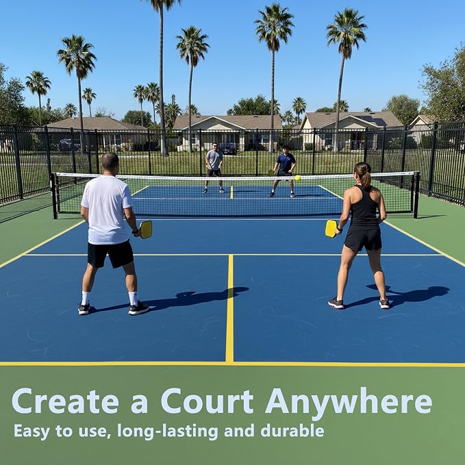 Pickleball Court Tape - 2" x 262 ft Professional Pickleball Marking Kit Yellow Tape for Temporary Court Lines with No Residue Durable Floor Marking Tape for Gym, Driveway, Backyard
