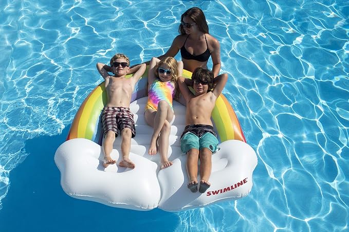 Swimline Rainbow Island Pool Inflatable Ride-On, White, 68"/64"/16"