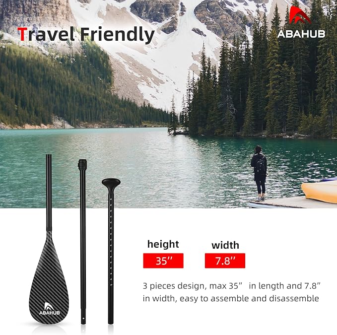 Abahub 3-Piece Stand up Paddles, Lightweight Paddleboard Paddle Oars for Paddleboard, Adjustable Aluminum Alloy Shaft 68" - 84"