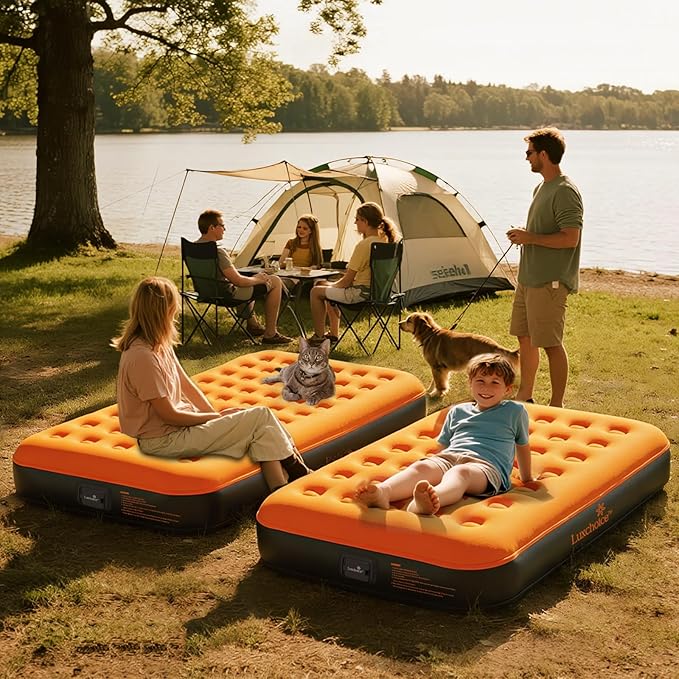 Luxchoice Air Mattress Twin with Built-in Rechargeable Pump 9'' Camping Inflatable Mattress Portable Blow up Air Bed for Tent Travel Guests Home & Outdoors