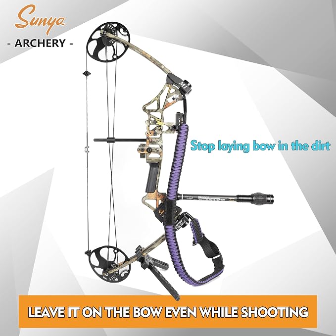 SUNYA Paracord Compound Bow Sling with V2 Upgraded Magnetic Connection System. Lightweight Hands Free Shoulder Carrying Sling for Bow Hunting, Field Archery and 3D