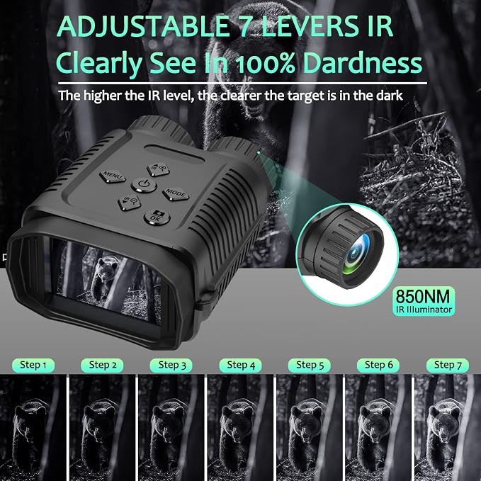 Mini Night Vision Goggles Binocular Camera 1080P 12MP Starlight Distance to 300M with 2.4" TFT for Hunting Hiking Camping Climbing