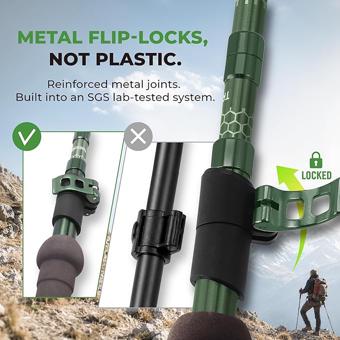 Trekology Trek-Z Collapsible Hiking & Trekking Poles - Balance Support for Seniors, Women, and Men, 2pc Per Set