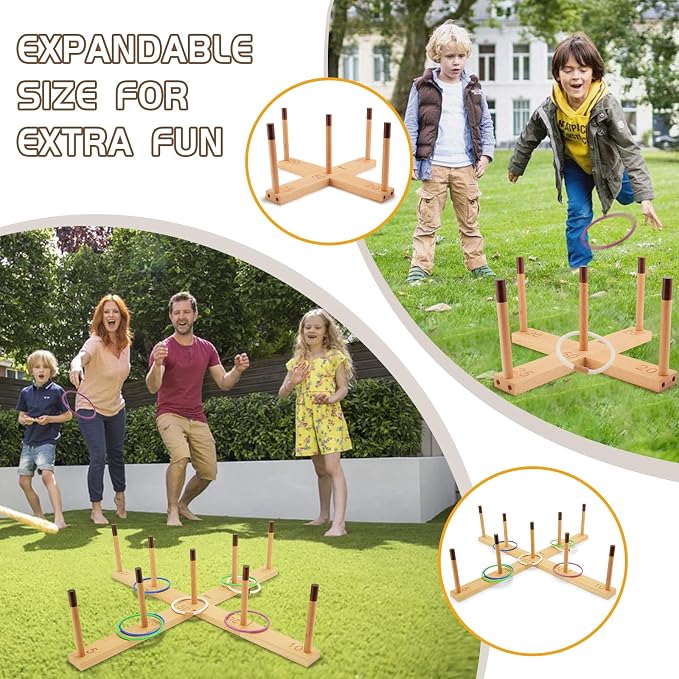 Westant Ring Toss Game Outdoor - 33" Extra Large Outdoor Games for Adults and Family, Beechwood Giant Backyard Games, Ring Toss Game for Adults and Kids with 30 Rings & Carrying Bag