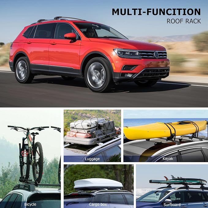 300LBS Lockable Roof Rack Cross Bars for 2018-2026 Tiguan (Not for Limited) & Taos 2022–2026, Heavy Duty Aluminum Crossbar for Cargo Luggage Kayak Bicycles Canoe