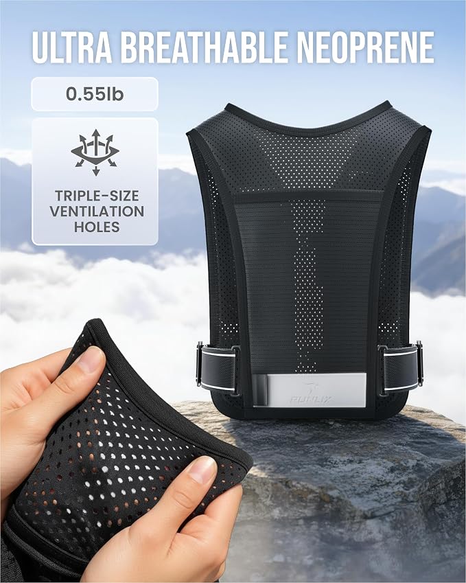 Running Vest for Women Men-Reflective Running Hydration Vest with 500ml Soft Water Bottle, Phone Holder, 2 LED Lights USB Rechargeable-7 Pockets Runners Backpack Marathon