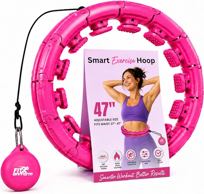 FIT ON FORM Infinity Weighted Hula Hoop for Adults Weight Loss, Smart Exercise Hola Circle Hoop for Women Abs Workout