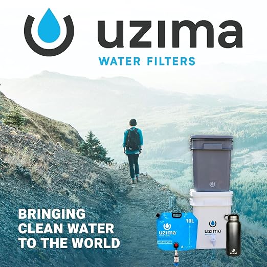 Uzima D-Prep Plus Emergency Water Filtration & Storage System – 10L Collapsible Gravity Water Storage Container with UZ-1 Filter for Safe Drinking – Portable Survival & Camping Bladder