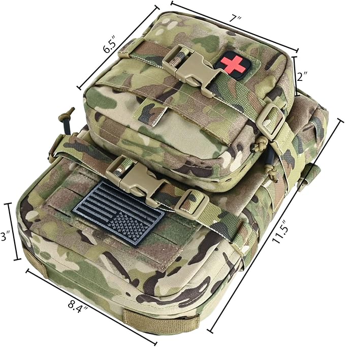 Tactical Mini Molle Hydration Pack,Molle Hydration Carrier with IFAK Pouch&US Flag&Med Patch,Hydropack for 2L Water Bladder