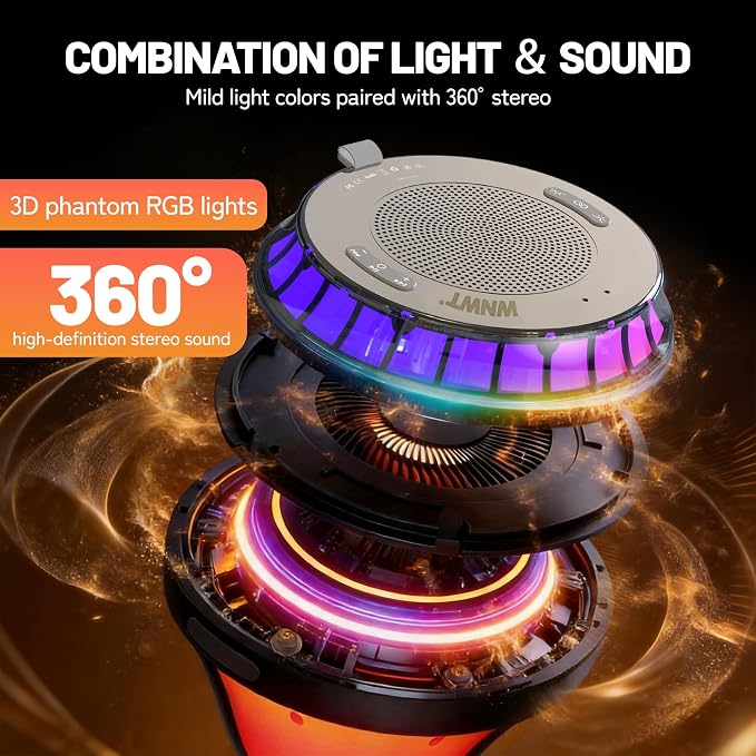 Floating Speaker for Pool, IPX7 Waterproof Floating Hot Tub Speaker with Colorful Lights, 15W Stereo Loud Sound, TWS, Portable, Wireless Must Have Gifts for Shower, Spa, Beach