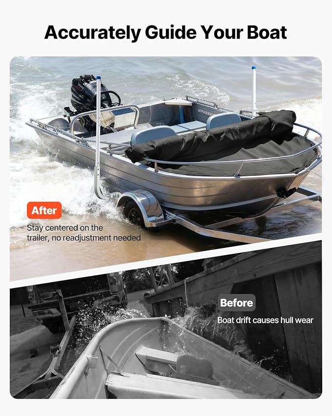 VEVOR Boat Trailer Guide, 16.7"- 60″ Adjustable Design Trailer Guide Poles, 2PCS Trailer Guide-Ons for Ski Boat, Fishing Boat or Sailboat Trailer
