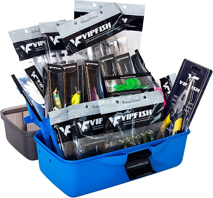 Fishing Tackle Box with Tackle Included Lures, Hooks, Weights, 3-Layer Freshwater Fishing Tackle Kit for Bass Fishing Gear and Equipment, Gift for Fishingman gift choice for Fathers Day