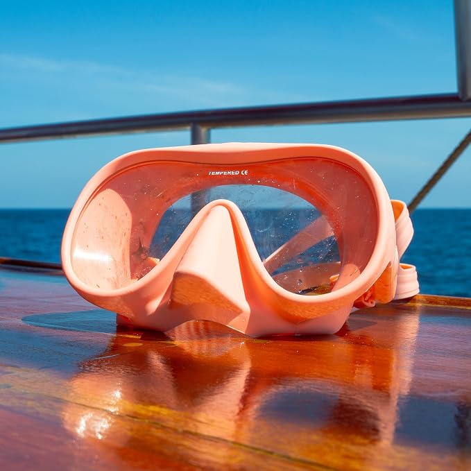 Spartacus Frameless Dive Mask, Ultra-Clear Low-Iron Glass, Wide View, Low Volume, 100% Silicone Skirt
