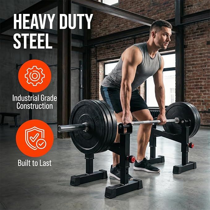 Deadlift Sling Rack, Deadlift Platform Barbell Elevation Stand with 5-Level Height Adjustment for Home Gym Weightlifting, 880 lbs Capacity
