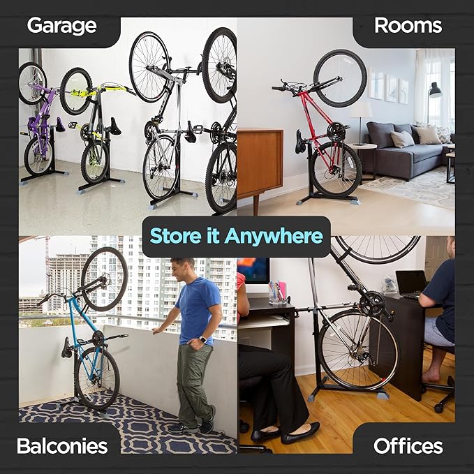 Bike Nook Pro & Vertical Storage Rack With Connector (2 Pack), The Original Vertical Bicycle Floor Stand for Garage, Indoor and Outdoor Storage, Perfect Bike Accessories for Small Spaces