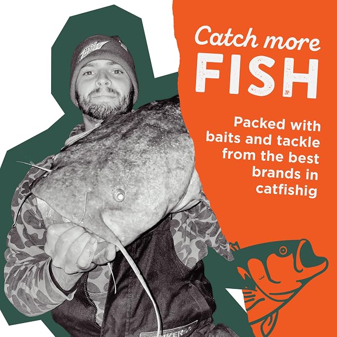 Catch Co Mystery Tackle Box Catfish Fishing Kit (5-7 Baits & Bonus Decal) | 5-7 Baits for Catfish - Includes Decal, Fishing Gifts, Fishing Gifts for Men