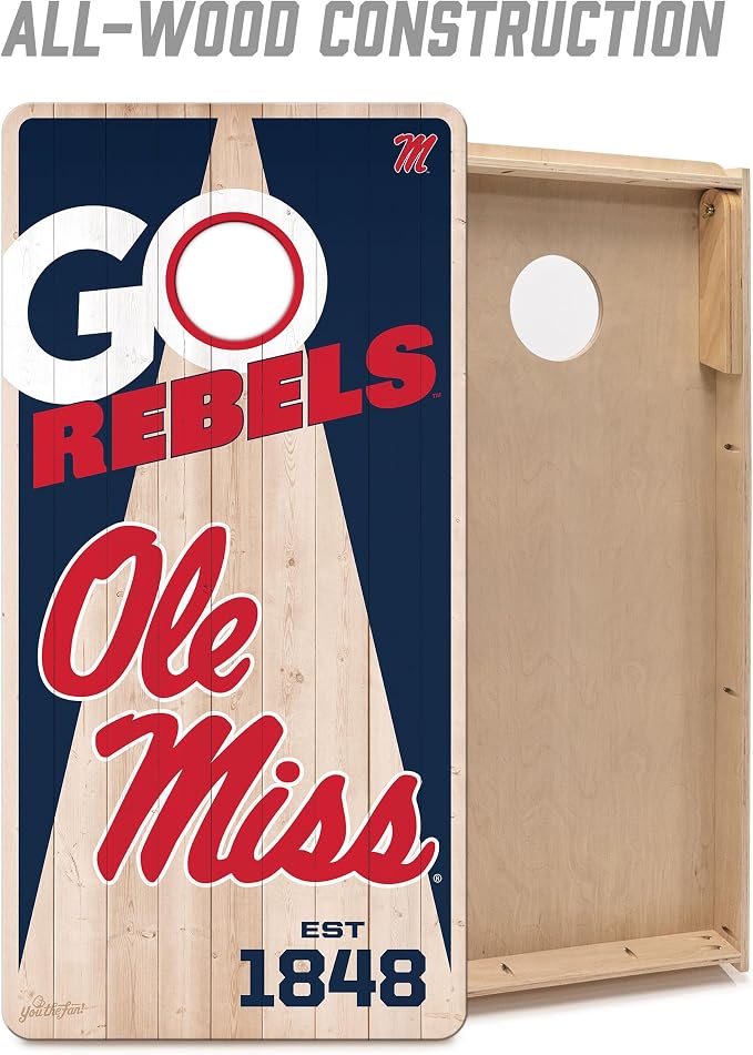 YouTheFan NCAA 2’ x 4’ Professional Wood Cornhole Game