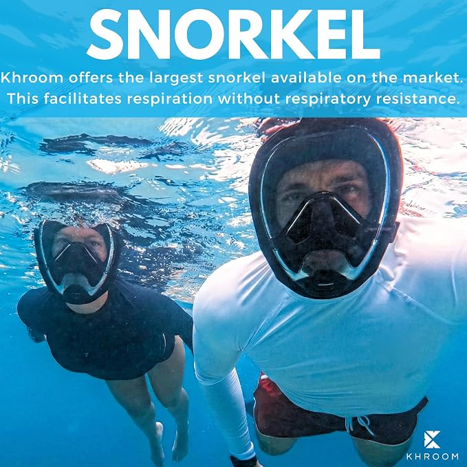 Khroom Pro Plus First Full Face Snorkel Mask for Adults with Nose Pocket for Pressure Equalizing | Snorkeling Gear / Snorkeling Mask for Adults | CO2-Safe Diving Mask with Dry Top System