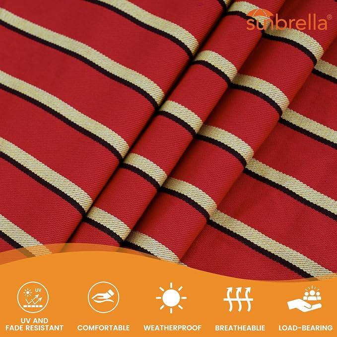 Lazy Daze Hammocks 12 FT Sunbrella Fabric Hammock Non-Fading with Spreader Bars and Free Pillow Fits for 2 Persons, All Weather and Fade Resistant for Patio Yard, 450 lbs Capacity, Harwood Crimson