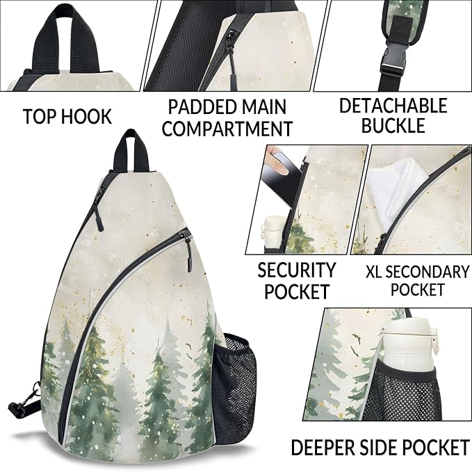 Pickleball Bag for Women Men Adjustable Crossbody Sling Backpack Hold Paddle Accessories
