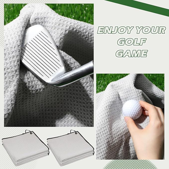 Batiyeer Golf Towels Bulk for Bags, 16"x16" Microfiber Waffle Pattern Golf Towel with Clip for Tournament, Club, Fitness