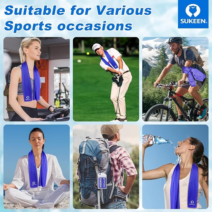 Sukeen Cooling Towel 20 Pack (40"x12") Ice Towel,Bulk Breathable Chilly Twoles,Microfiber Towel for Neck Face for Yoga,Sport,Running,Gym,Workout,Camping,Fitness,Travel & More Activities, Royal Blue