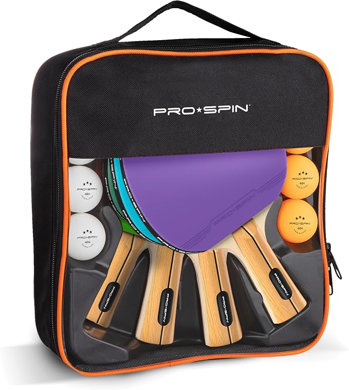 PRO-SPIN Ping Pong Paddles - High-Performance Set with Premium Table Tennis Rackets, 3-Star Ping Pong Balls, Compact Storage Case | Professional Quality Ping Pong Paddle Set | Indoor & Outdoor Games