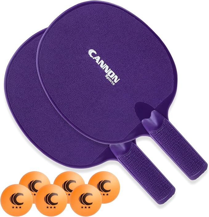 Cannon Sports Unbreakable Table Tennis Paddle Set - 2 Rackets with 6 Pack of 3-Star Table Tennis Balls – Portable Set for 2 Players
