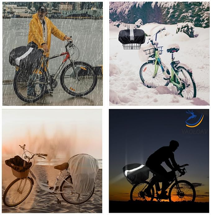 20L Basket Cover Bicycle Rear Rack Rain Cover with Reflective Strip Bicycle Rear Rack Rain Cover Red