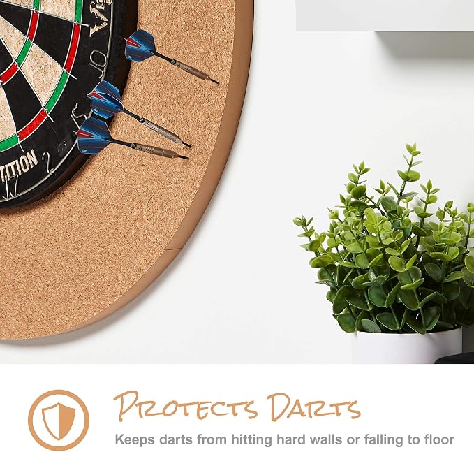 Viper Defender Cork-Lined Dartboard Surround Reversable Wall Protector, Fits 17.75" and 18" Bristle Dartboards, Compression-Fit Tool-Free Easy Mounting, Tan, Round, 28.25" Diameter x 1" Thick