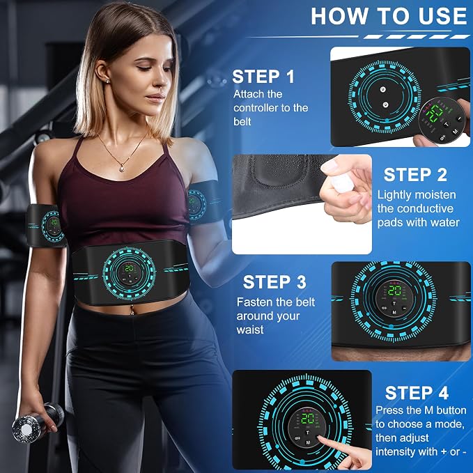 ABS Stimulator Muscle Toner EMS Muscle Stimulator Machine for Abdomen/Arms/Legs Electrode (3packs)