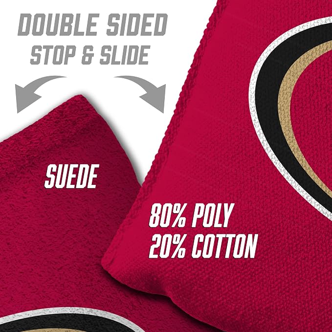 YouTheFan Officially-licensed NFL Set of 8 Cornhole Bags - All Weather Dual Sided Slide & Stop - regulation size
