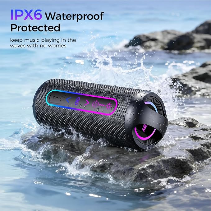 Wilody Portable Bluetooth Speaker, 20W Powerful Sound with EQ Modes, IPX6 Waterproof, 20H Playtime, Bluetooth 5.4, TWS, LED Lights, Portable Wireless Speakers for Home Party Camping Beach Outdoor