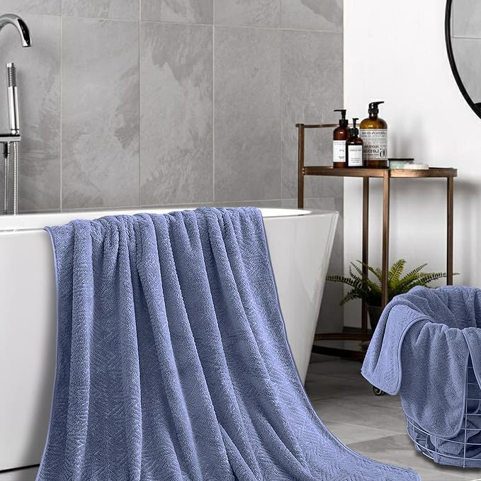 CHINO Violet Bath Towels Set, 2 Oversized Large Towels/2 Hand Towels/4 Washcloths, Quick Dry Towel Super Soft Absorbent Luxury Towel Set Hotel Spa Towel (8 Pack)