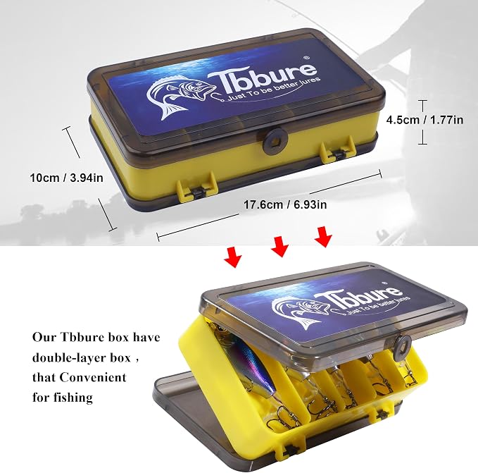 100 Pcs Fishing Lures Ploppers Equipment Tackle Gear Box for Bass, Floating Rotating Tail, Hard Fish Kit with Soft Lure,Hooks, Accessories Tools,Plastic Bait, Swimbait
