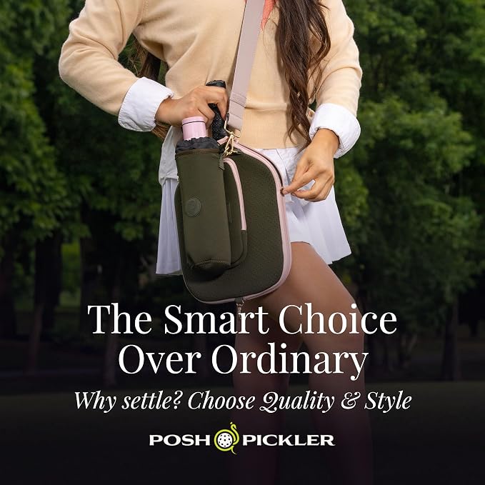 Posh Pickler Clip-On Expandable Neoprene Pouch with Zipper, Weather-Resistant Design, Secure Storage for Keys, Card, Compatible with Crossbody Paddle Cover & Strap, pickleball gifts 7.7" L x 5" W