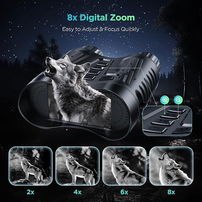 4K Night Vision Goggles Binoculars - Infrared Night Vision in 100% Darkness, 3.2'' Large Screen, 8X Digital Zoom, 32GB Card to Save Photos and Videos for Camping Hunting & Security