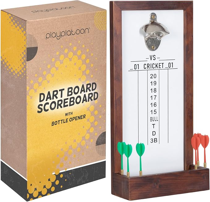 Play Platoon Dart Scoreboard & Darts Holder Wall Mount - Wood Score Board, Professional Darts Accessories, Dart Holder