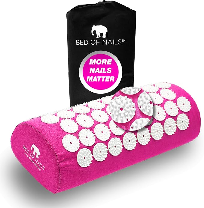 Bed of Nails Acupressure Pillow – Original Bon Acupressure Design with 2142 Precision Nails, 15 x 6 x 4", Pink