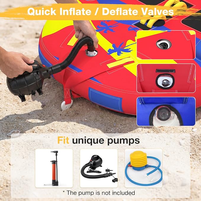 2-Person Towable Tubes for Boating with Towable Rope, Couch Reversible Boat Tube, Padded Bolster Guard Handles & Quick-Connect Tow Point | Towable Rope,Couch Reversible Boat Tube,Padded Bolster Guard Handles,Quick-Connect Tow Point