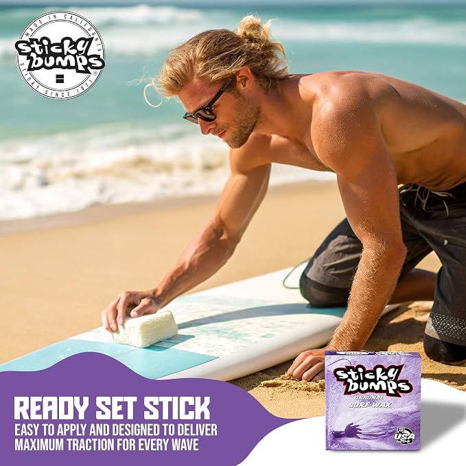 Sticky Bumps Original Surf Wax Cold | Long-Lasting Surfboard Wax | Great Bump Building for Surfing | Non-Toxic, Nature-Safe | for Cold Water Temps 60°F/15°C and Below