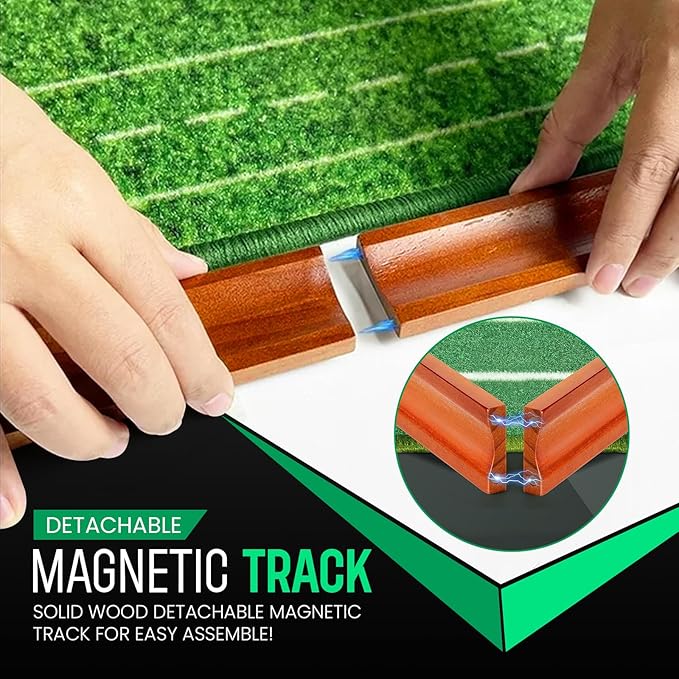 Premium Wood Golf Putting Green Indoor- 10-11 Stimp Speed True Roll Mat-Auto Ball Return, Dual Precision Holes, Alignment Mirror & 2 Balls-Professional Indoor Putting Trainer for Home & Office