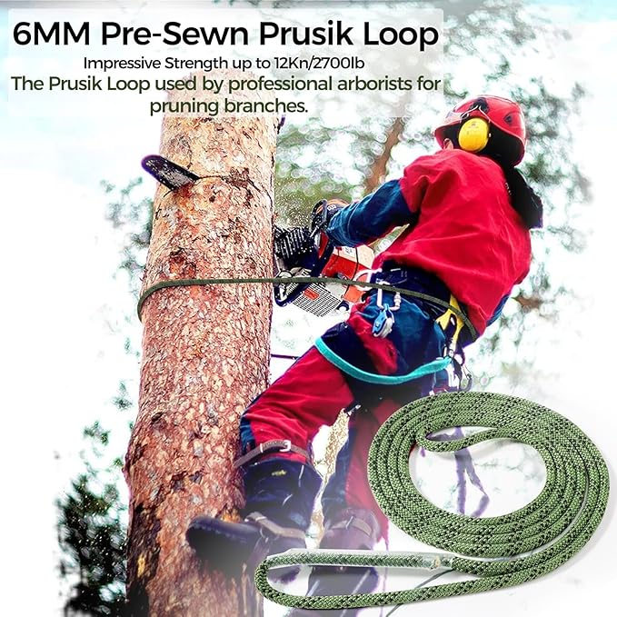 1/4 Inch Pre-Sewn Prusik Loop 24 Inch, Premium Aramid Nylon Hybrid Cord 12kN, Superior Heat Abrasion Resistant Rope Loop for Arborist Rescue Outdoor Rigging