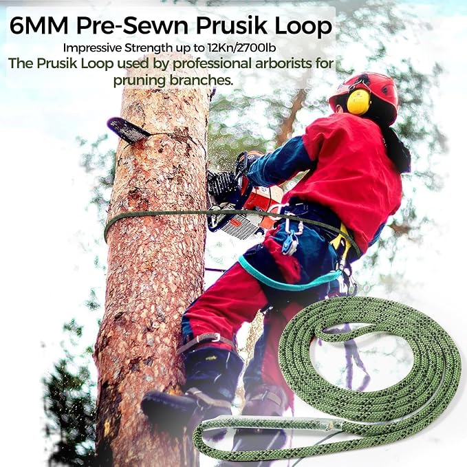 1/4 Inch Pre-Sewn Prusik Loop 24 Inch, Premium Aramid Nylon Hybrid Cord 12kN, Superior Heat Abrasion Resistant Rope Loop for Arborist Rescue Outdoor Rigging