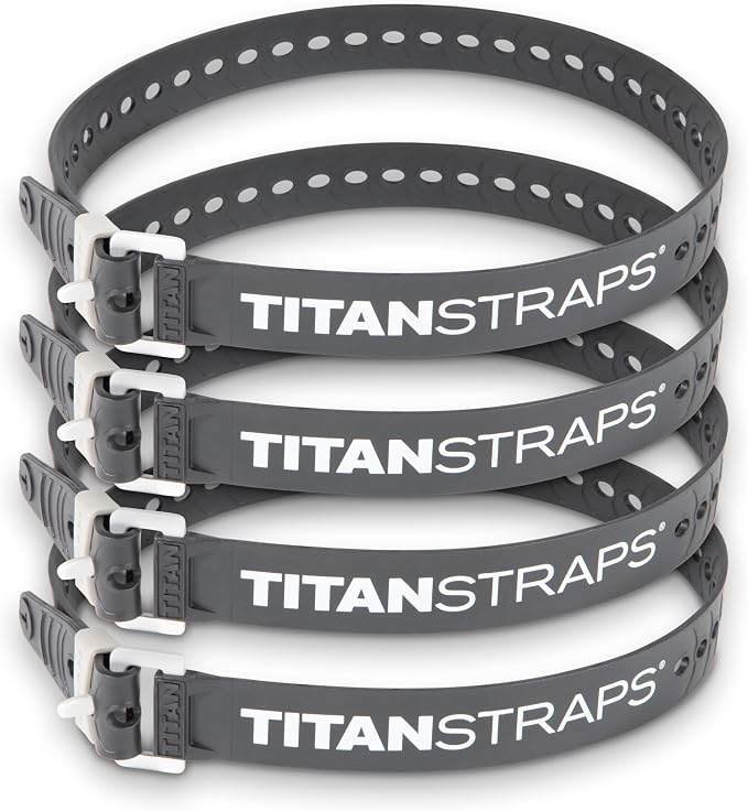 Titan Industrial Straps – Strong & Simple Tie-Downs for Construction (Welders, DIY Home) & 1st Responders – 3 Year Warranty, Batch Tested – 70 lb. Working Load, 30" Length, Black, 4-Pack