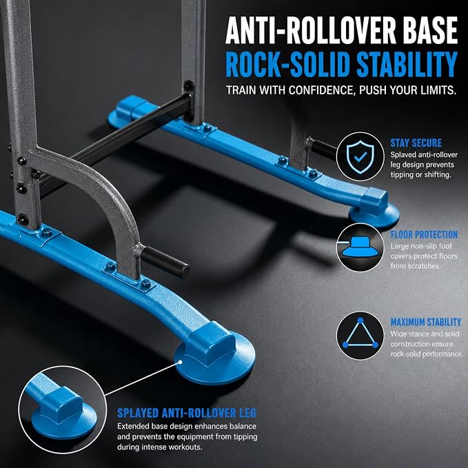 BARWING Pull Up Bar Station, Power Tower, Dip Station with 3D Backrest, Multi-Function Strength Training Stand Rack, Adjustable Height Dip Bar for Home Gym Workout Stand Fitness Exercise Equipment